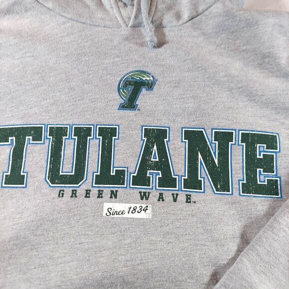Tulane Green Wave Grey Hoodie Adult Medium - Picture 3 of 8